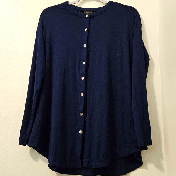 J. Jill Wearever Womens Lightweight Cardigan Top Button Up Soft Rayon Blue M - Picture 2 of 9